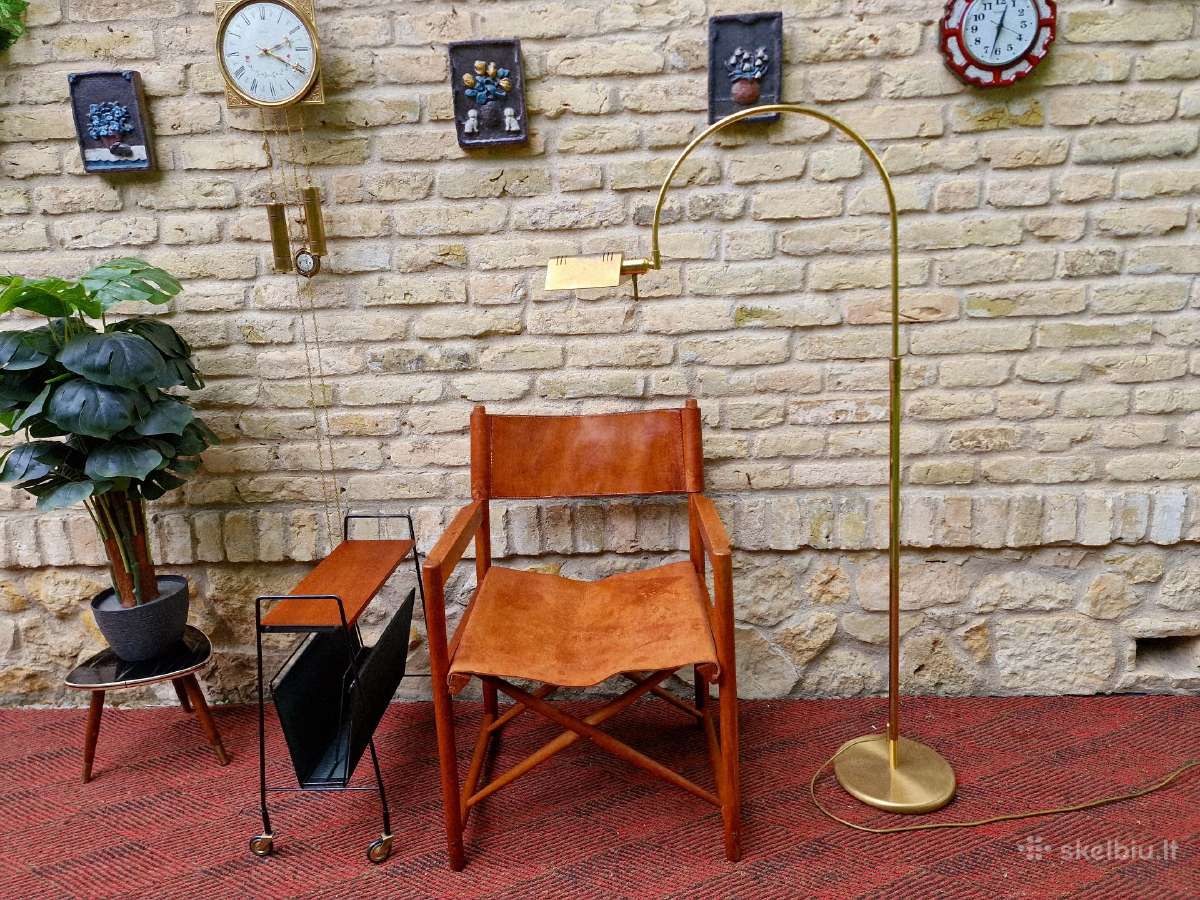 Vintažinė mid century ąžuolo/odos "safari" kėdė - nuotraukos Nr. 24
