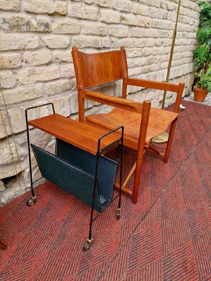 Vintažinė mid century ąžuolo/odos "safari" kėdė - nuotraukos Nr. 25