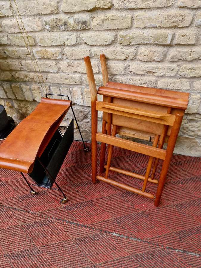 Vintažinė mid century ąžuolo/odos "safari" kėdė - nuotraukos Nr. 28