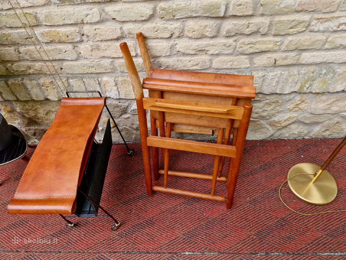 Vintažinė mid century ąžuolo/odos "safari" kėdė - nuotraukos Nr. 29