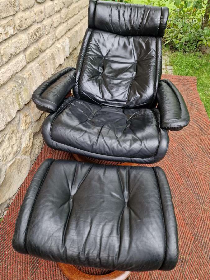 Vintažinis mid century Ekornes polisio fotelis - nuotraukos Nr. 3