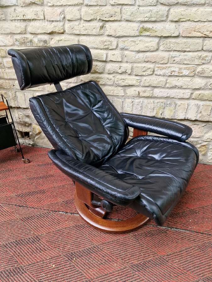 Vintažinis mid century Ekornes polisio fotelis - nuotraukos Nr. 14