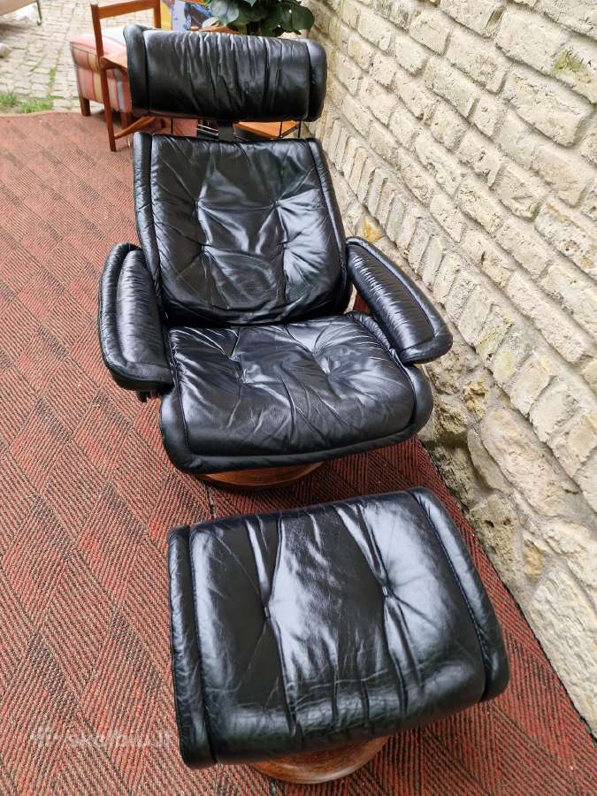 Vintažinis mid century Ekornes polisio fotelis - nuotraukos Nr. 17
