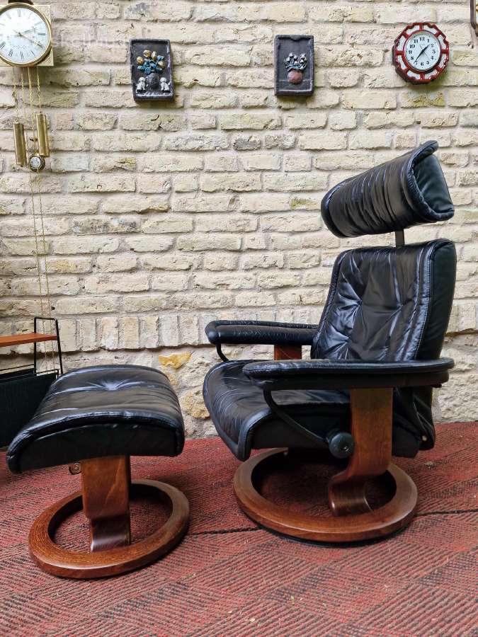 Vintažinis mid century Ekornes polisio fotelis - nuotraukos Nr. 20