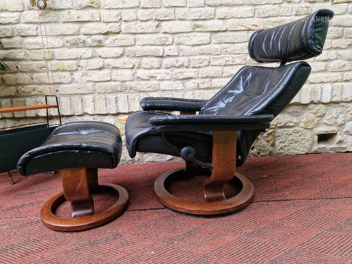 Vintažinis mid century Ekornes polisio fotelis - nuotraukos Nr. 21
