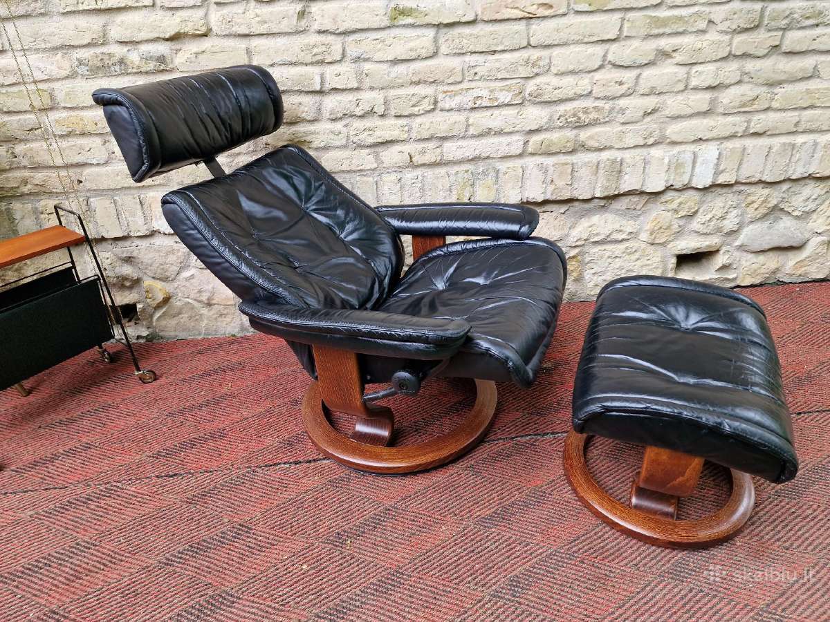 Vintažinis mid century Ekornes polisio fotelis - nuotraukos Nr. 24