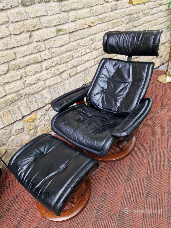 Vintažinis mid century Ekornes polisio fotelis - nuotraukos Nr. 32
