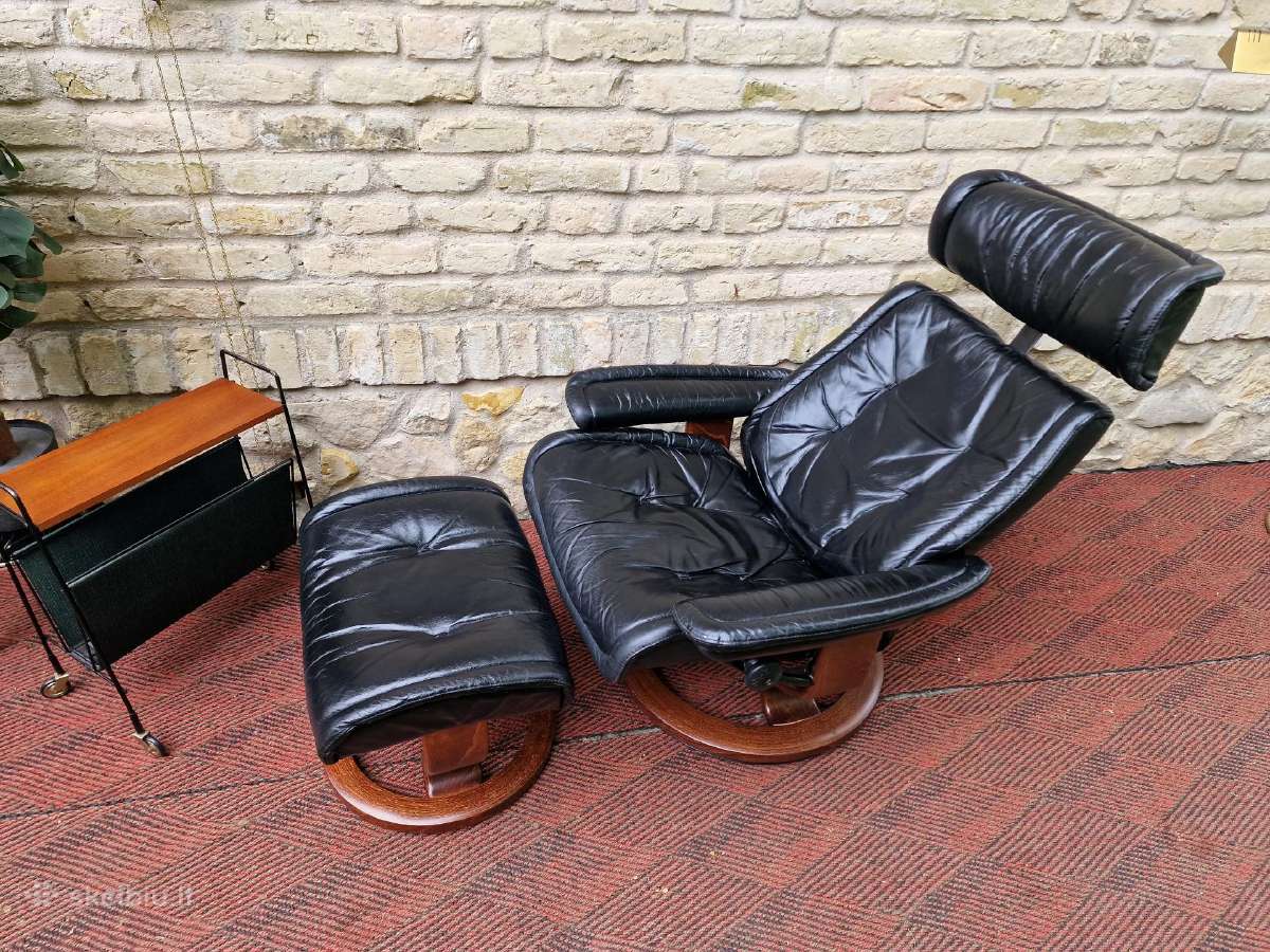 Vintažinis mid century Ekornes polisio fotelis - nuotraukos Nr. 33