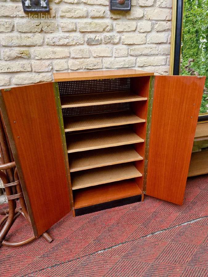 Vintažinė mid century tikmedžio batų spintelė - nuotraukos Nr. 2