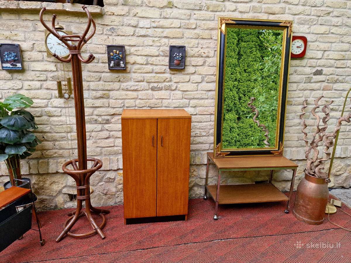Vintažinė mid century tikmedžio batų spintelė - nuotraukos Nr. 3