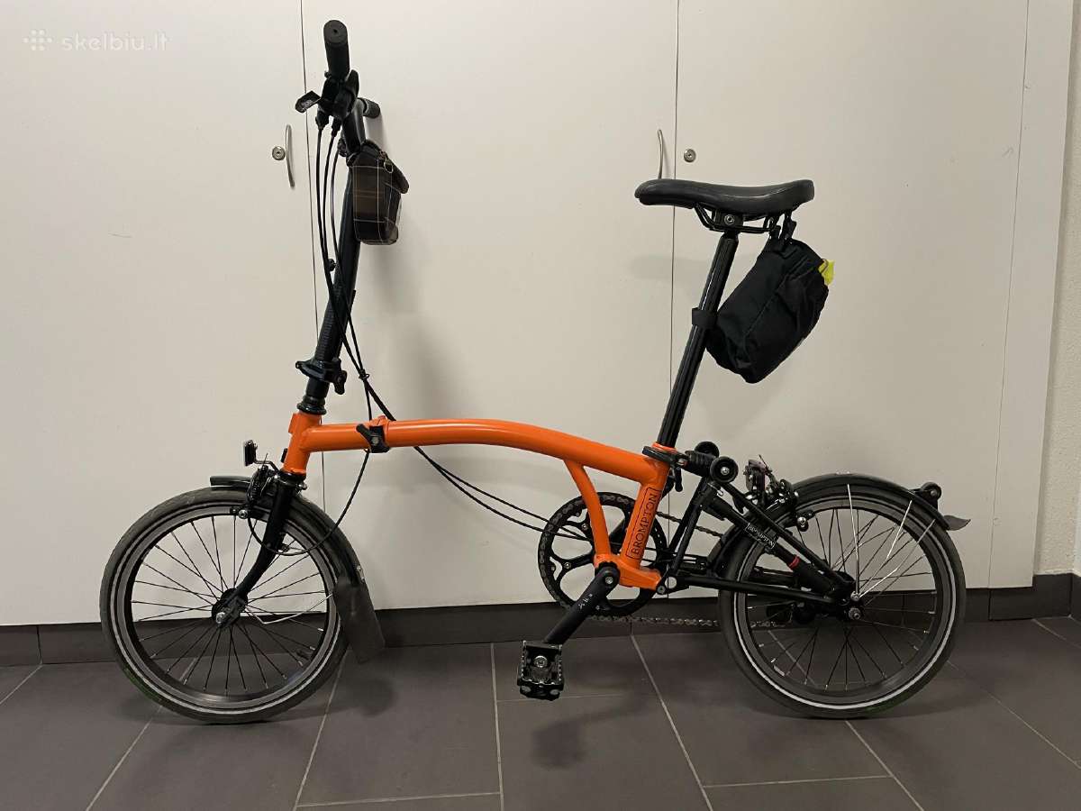 Brompton Orange Black edition with Barbour