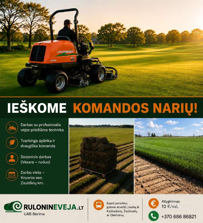 Darbas ruloninės vejos ūkyje (Kruonio seniūnija)