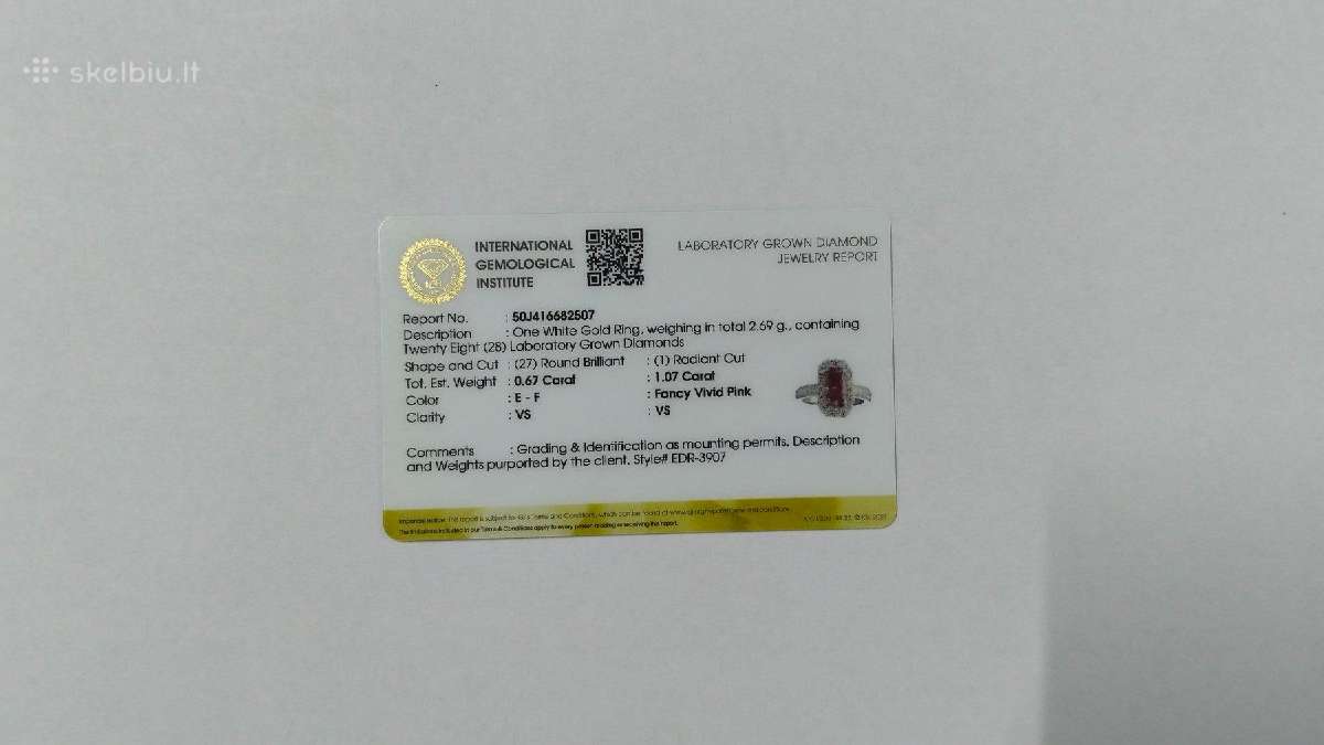 Iedas su rožiniu LG deimantu (1,74ct) - nuotraukos Nr. 4