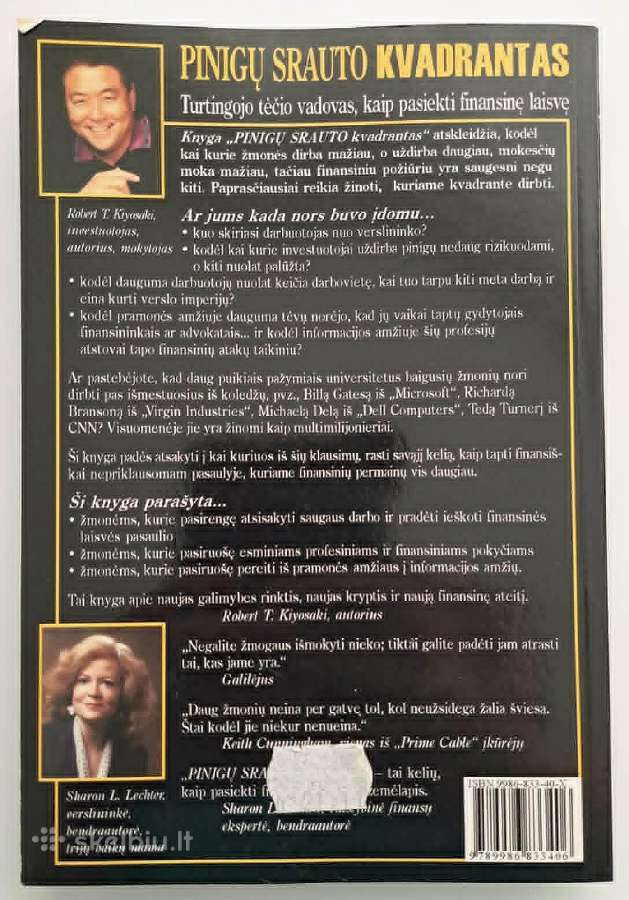 Pinigų srauto kvadrantas, R.t. Kiyosaki - nuotraukos Nr. 2