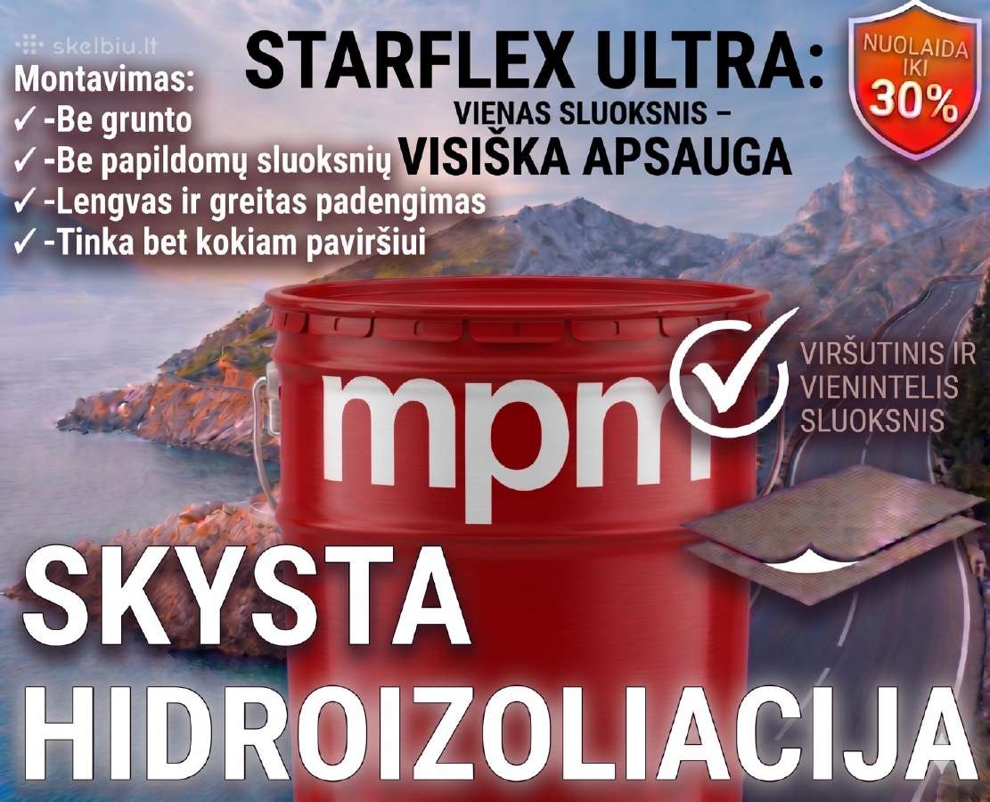 „Starflex Ultra“ skysta hidroizoliacija Mpm