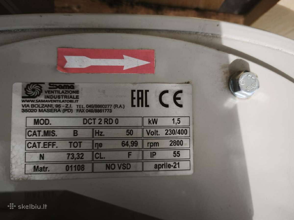 Naujas radialinis ventiliatorius Sama 1,5 kw Ip55 - nuotraukos Nr. 7