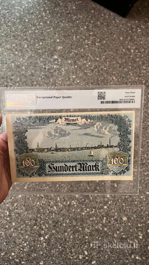 Memel 100 Mark 1922 Pmg 63 Epq