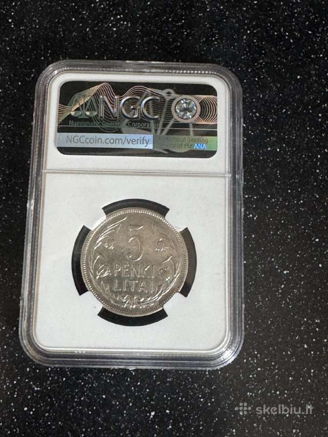 1925 m. 5 litai Ngc Xf Details Cleaned