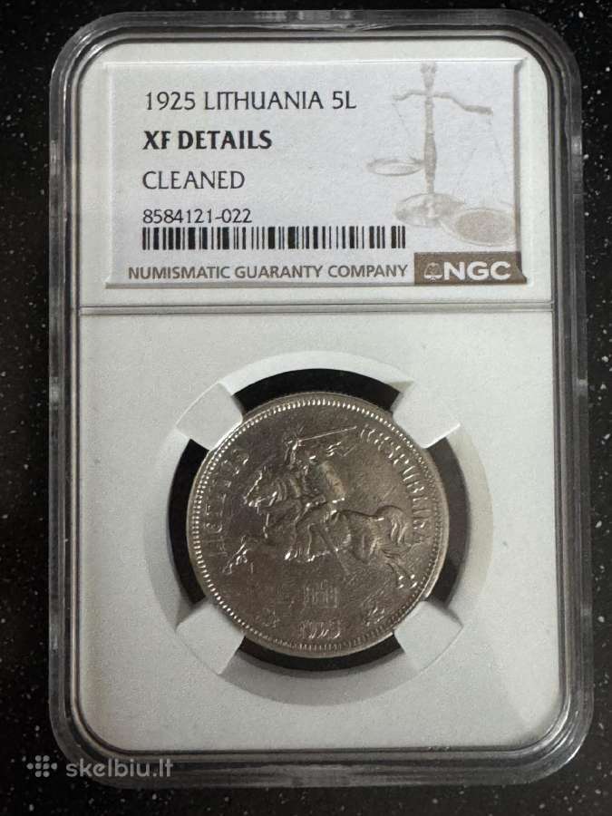1925 m. 5 litai Ngc Xf Details Cleaned - nuotraukos Nr. 2