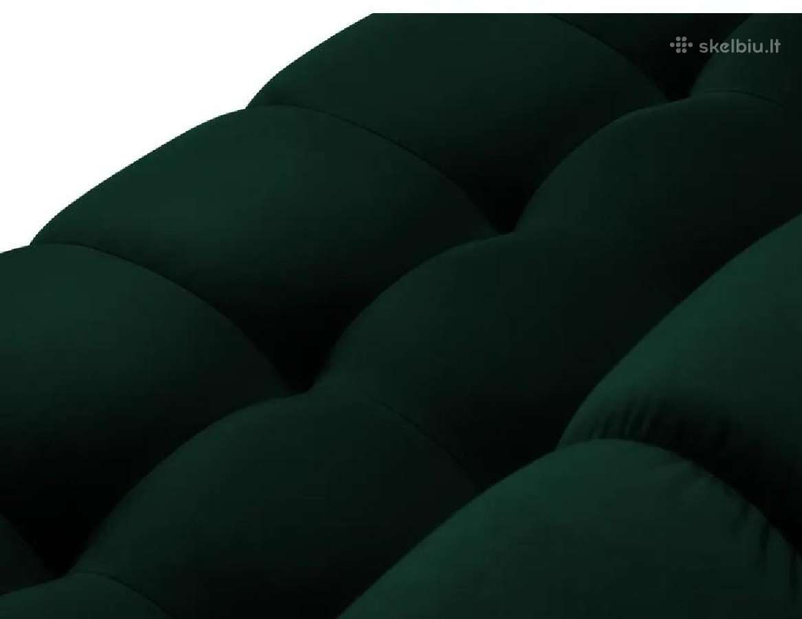 Žalia barchatinė sofa, beveik nauja 177cm ilgio