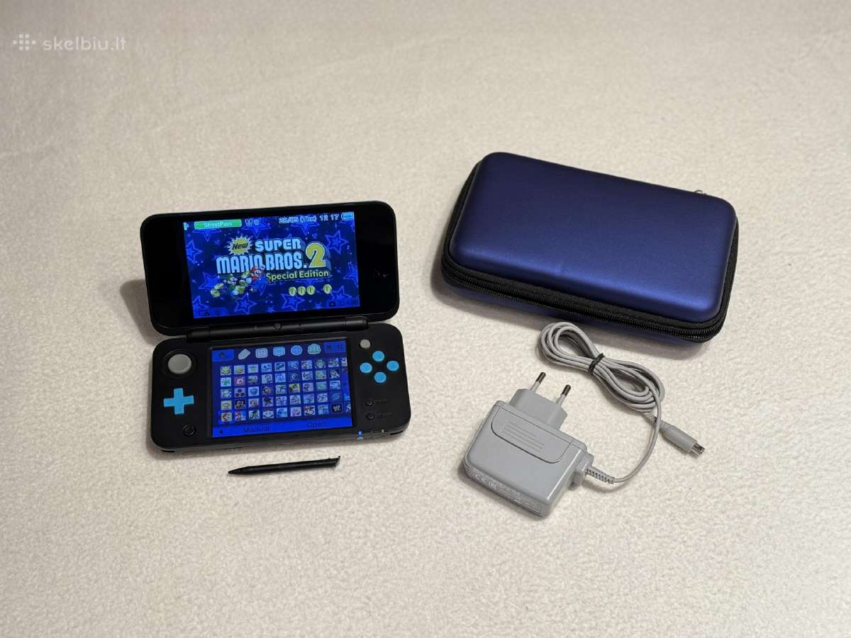 Modded New Nintendo 2ds XL Black turquoise 128 sd