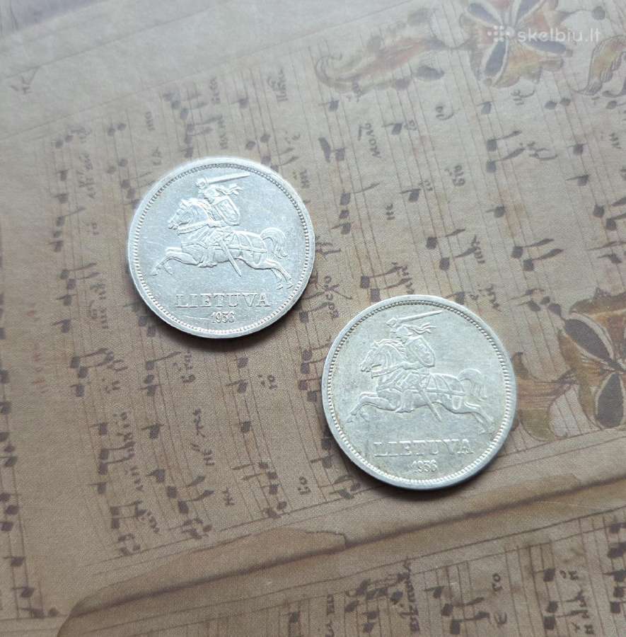 2x5 litai 1936 Lietuva - Basanavičius - nuotraukos Nr. 2