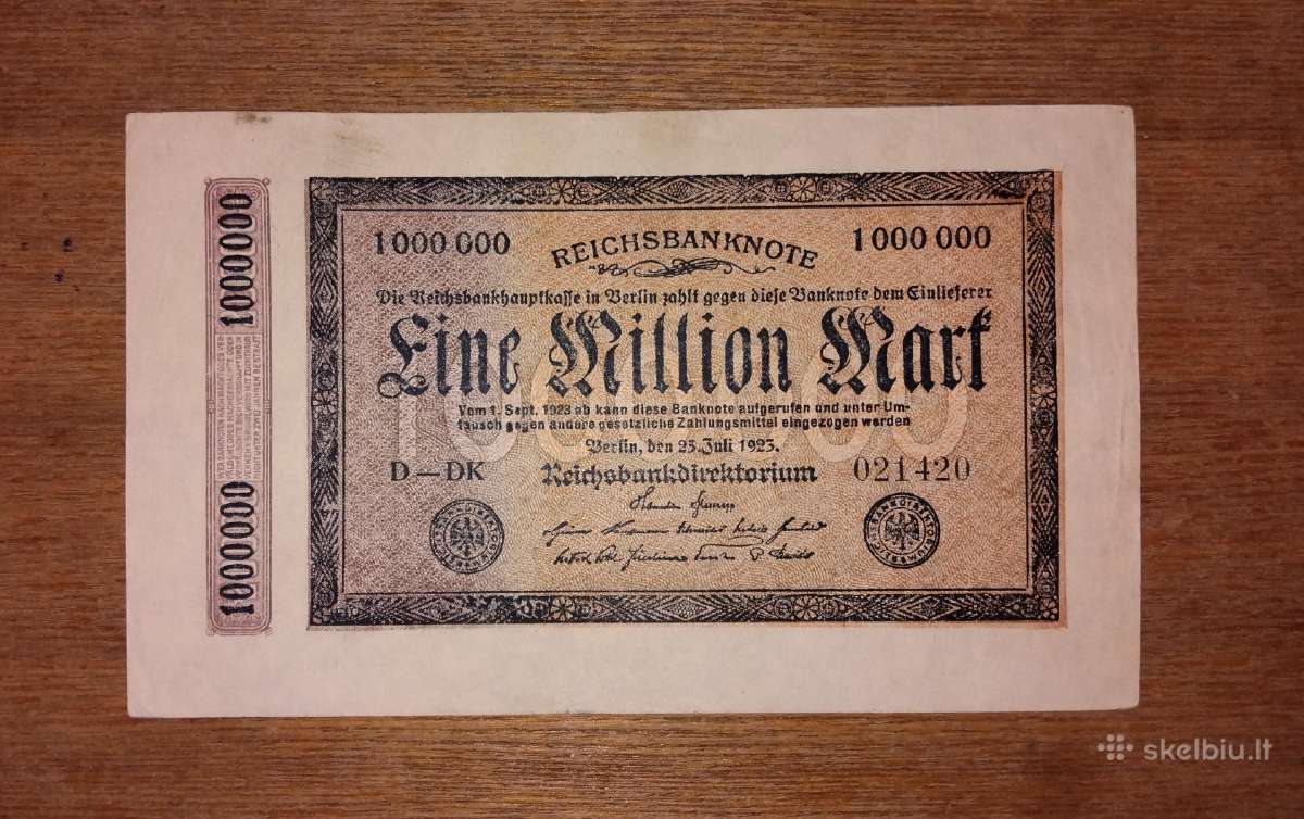 Vokietijos 1 mln markių banknotas