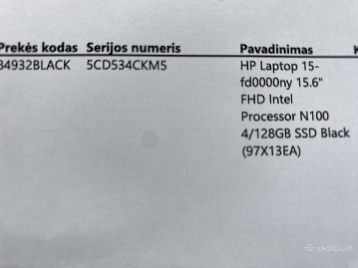 Kompiuteris Hp 15,6 Fhd N100 4/128 GB - nuotraukos Nr. 5