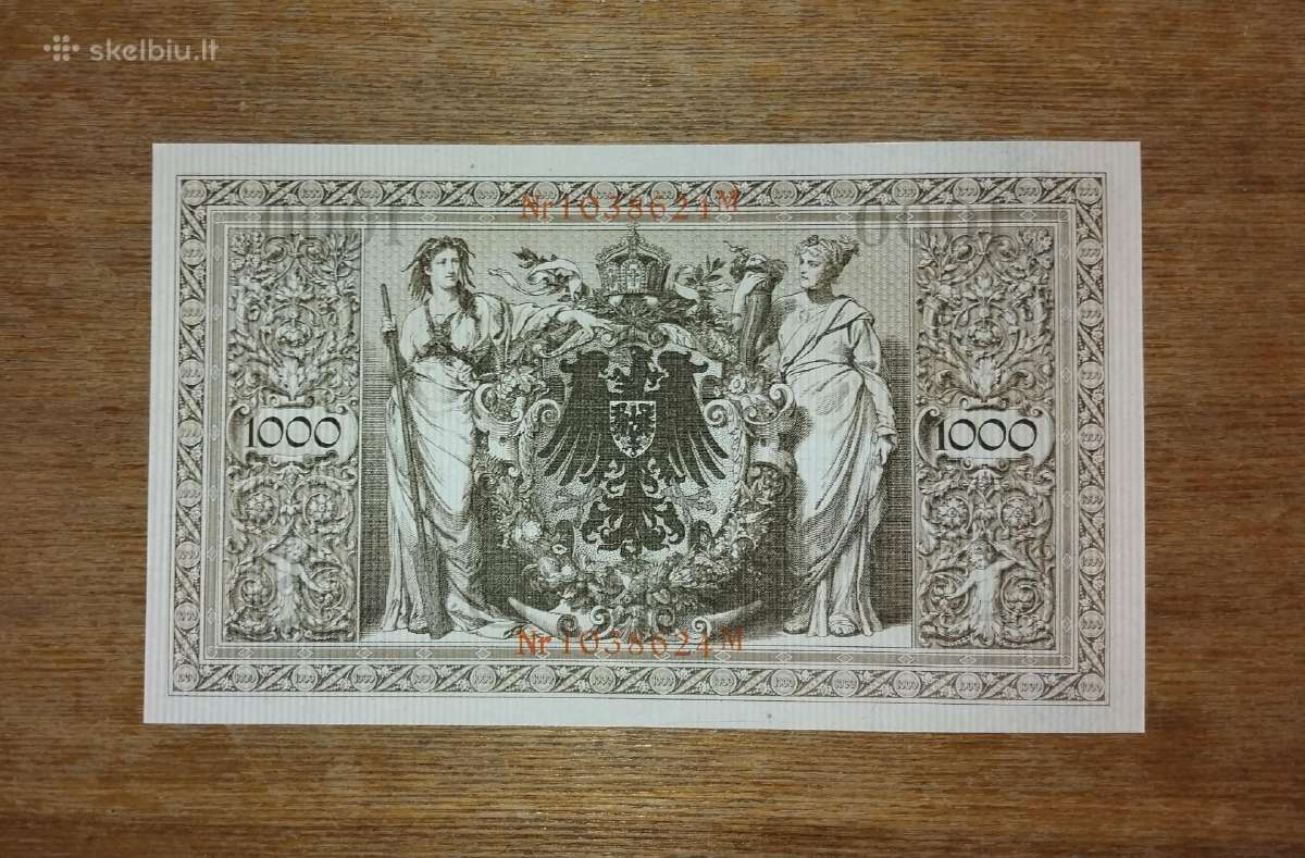 Vokietijos 1000 markių banknotas - nuotraukos Nr. 2