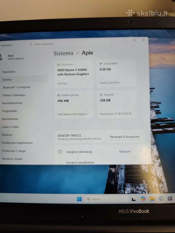 Asus M413l R5-4500u, 8gb, 250 SSD - nuotraukos Nr. 6