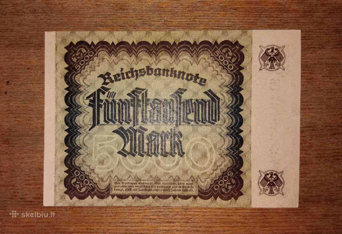 Vokietijos 5.000 markių banknotas - nuotraukos Nr. 2