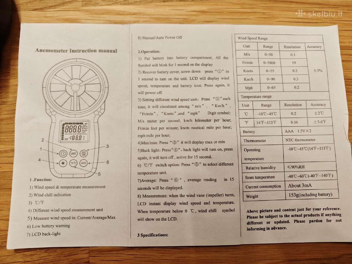 Anenometras Hp-866b - nuotraukos Nr. 2
