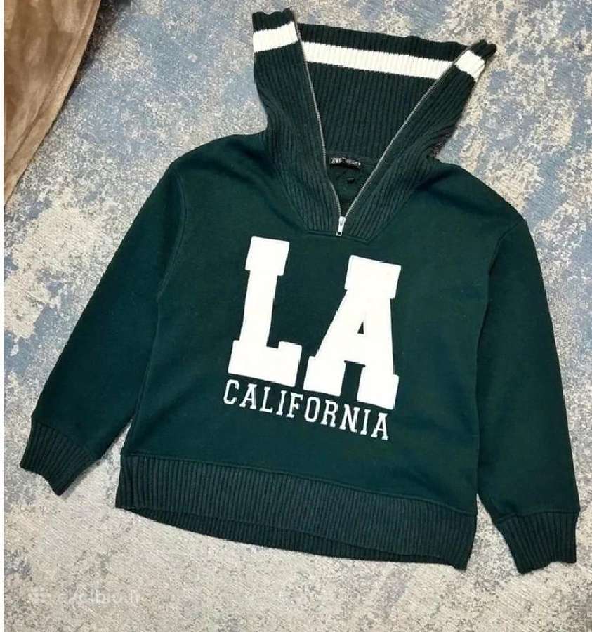Zara California Graphic tamsiai žalios moteriškos