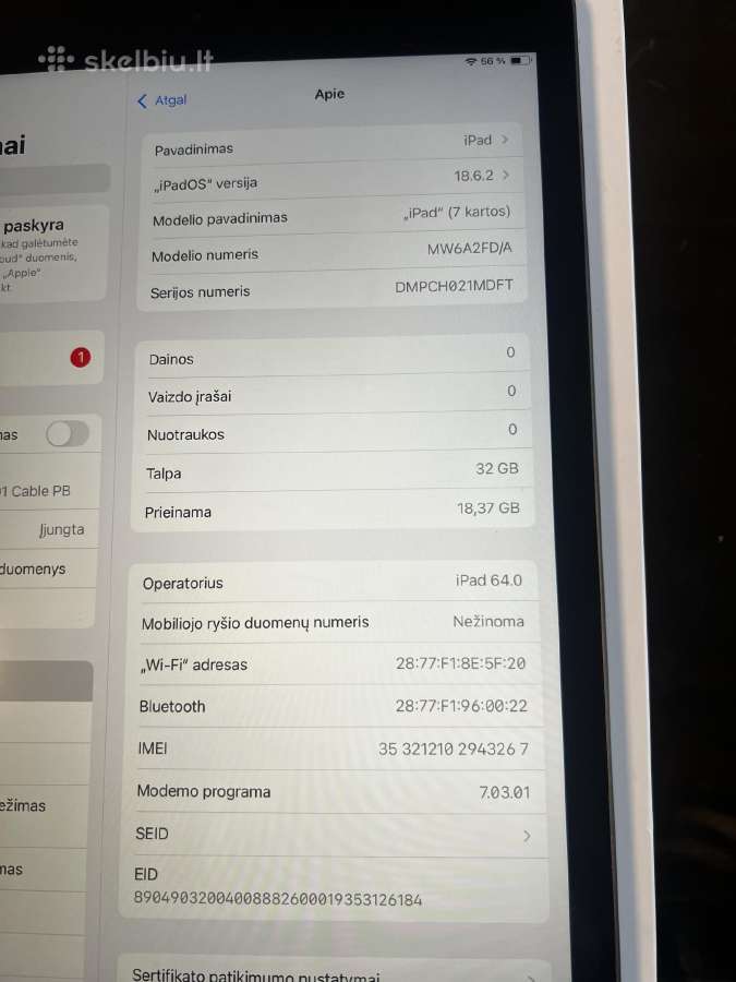 iPad 7th gen wi-fi su Cellular - nuotraukos Nr. 5