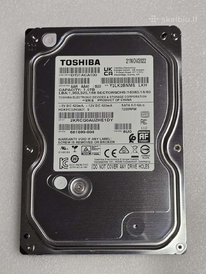 Toshiba Dt01aca100 1tb ir Wd Purple 1tb Wd11purz