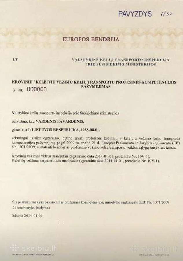 Transporto vadybininkas Ltsa atstovavimui
