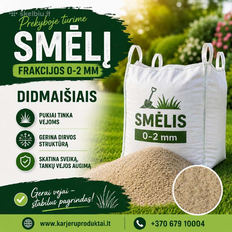 Smėlis 0/2 puikus pasirinkimas vejos atnaujinimui