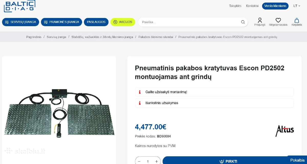 Pakabos tikrinimo stendas
