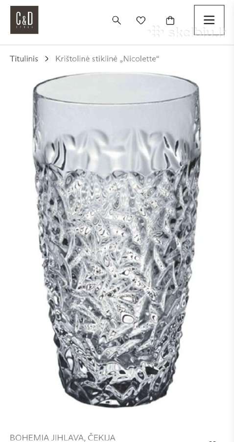Krištolinė stiklinė „nicolette“, Bohemia Crystal