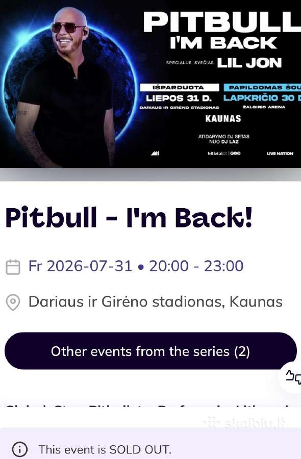 Pitbull 2026 07/21 Stovimas A