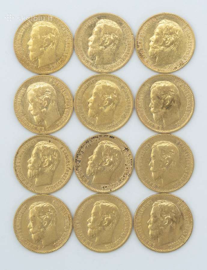 5 rublių Nikolajaus II monetos