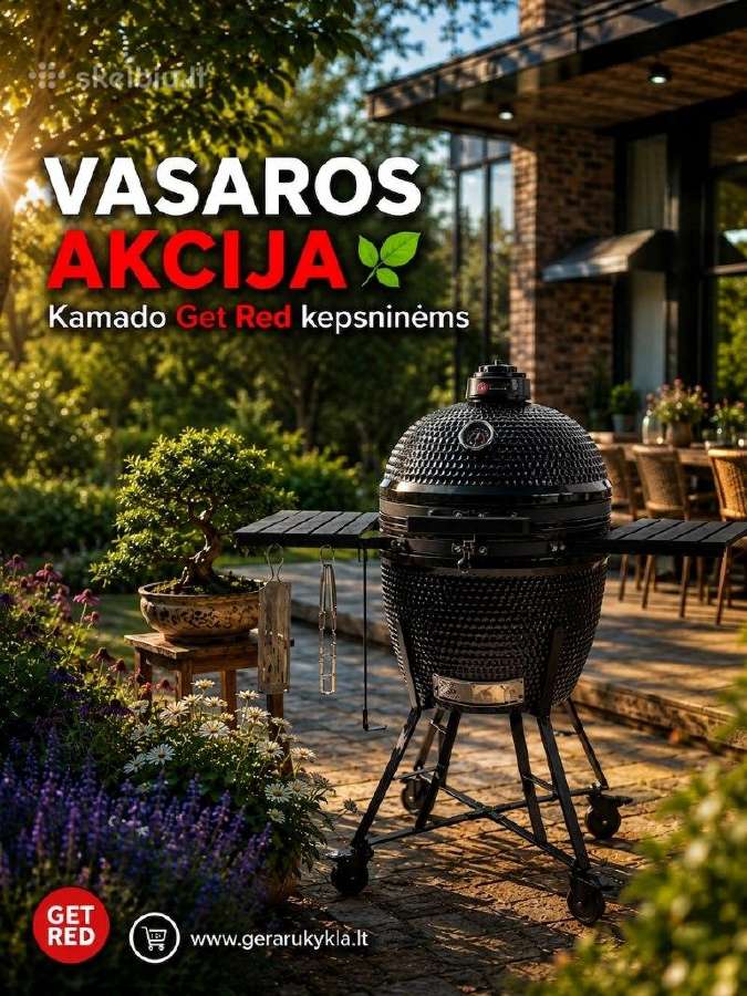 Akcija! Kamado didelė Get Red 24/60cm kepsninė