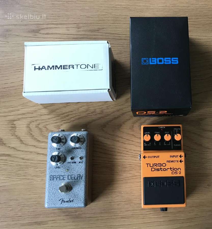 Gitaros efektų pedalai Boss ir Fender