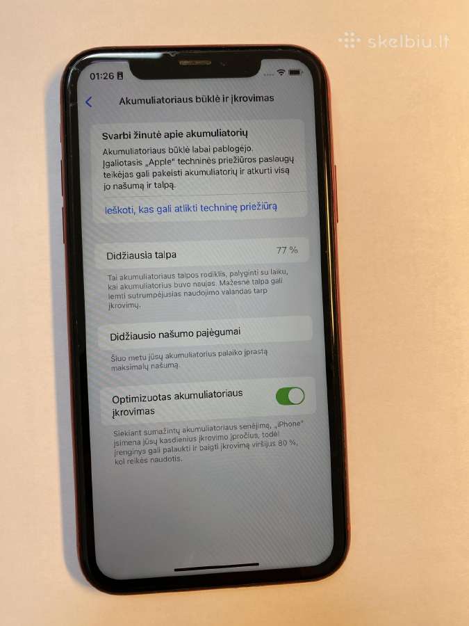 Parduodamas iPhone Xr 64 GB (Red) - nuotraukos Nr. 10
