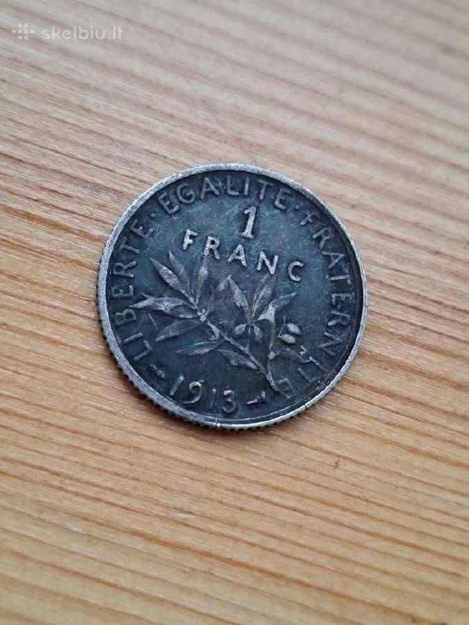 Prancūzija 1913 1 frankas (sidabras) - nuotraukos Nr. 2