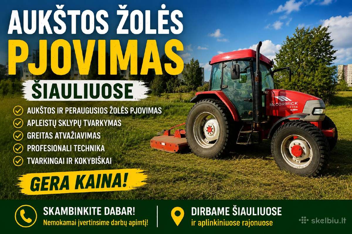 Žolės pjovimas Šiauliuose, Šiaulių raj.
