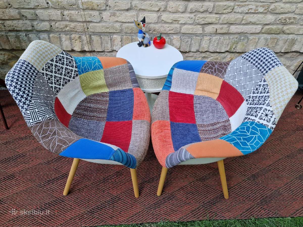 Vintažinės "Patchwork " stiliaus kėdės/krėslai - nuotraukos Nr. 12