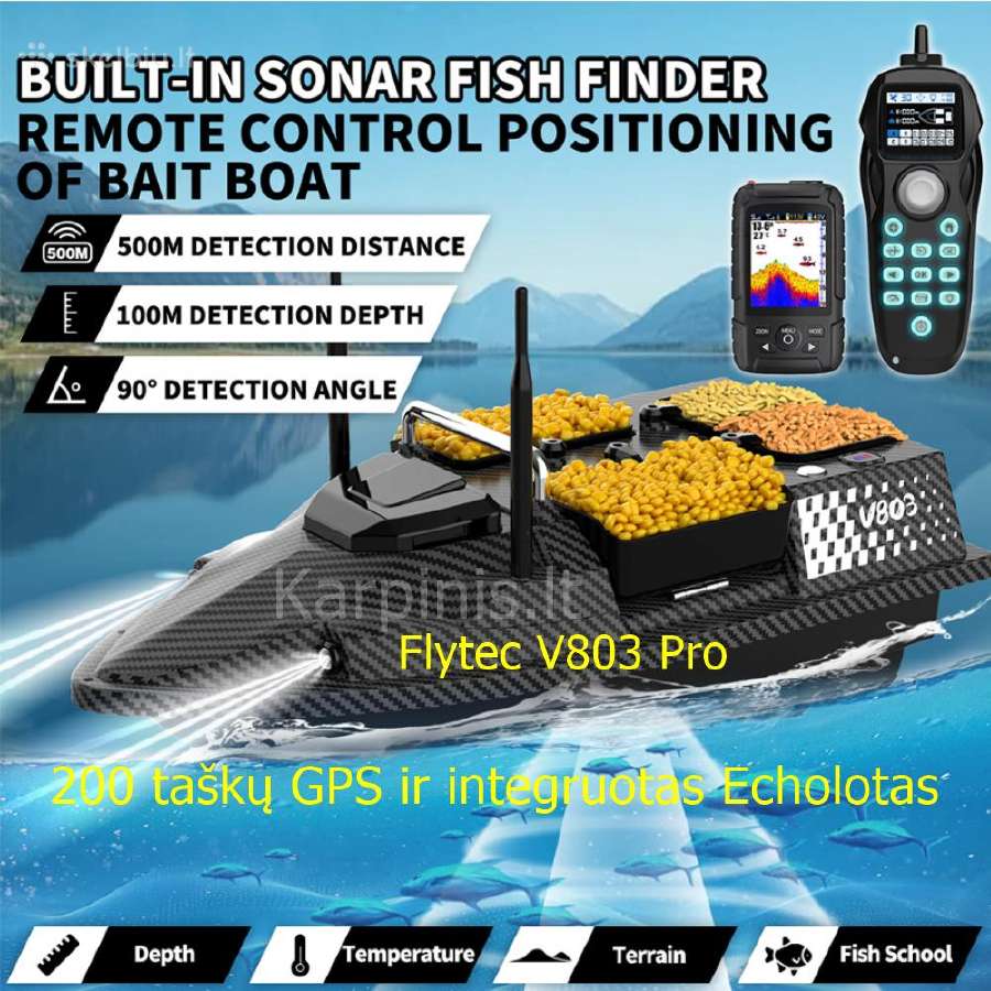 Flytec V803 Pro laivelis su GPS ir Echolotu 500 m - nuotraukos Nr. 2
