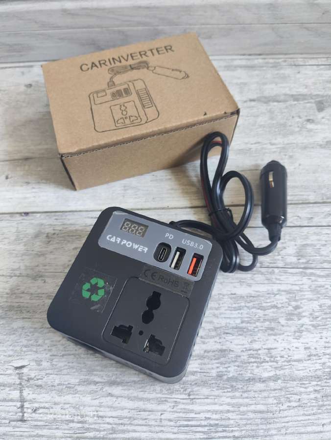 12v į 220v inverteris įtampos keitiklis 150w +Usb