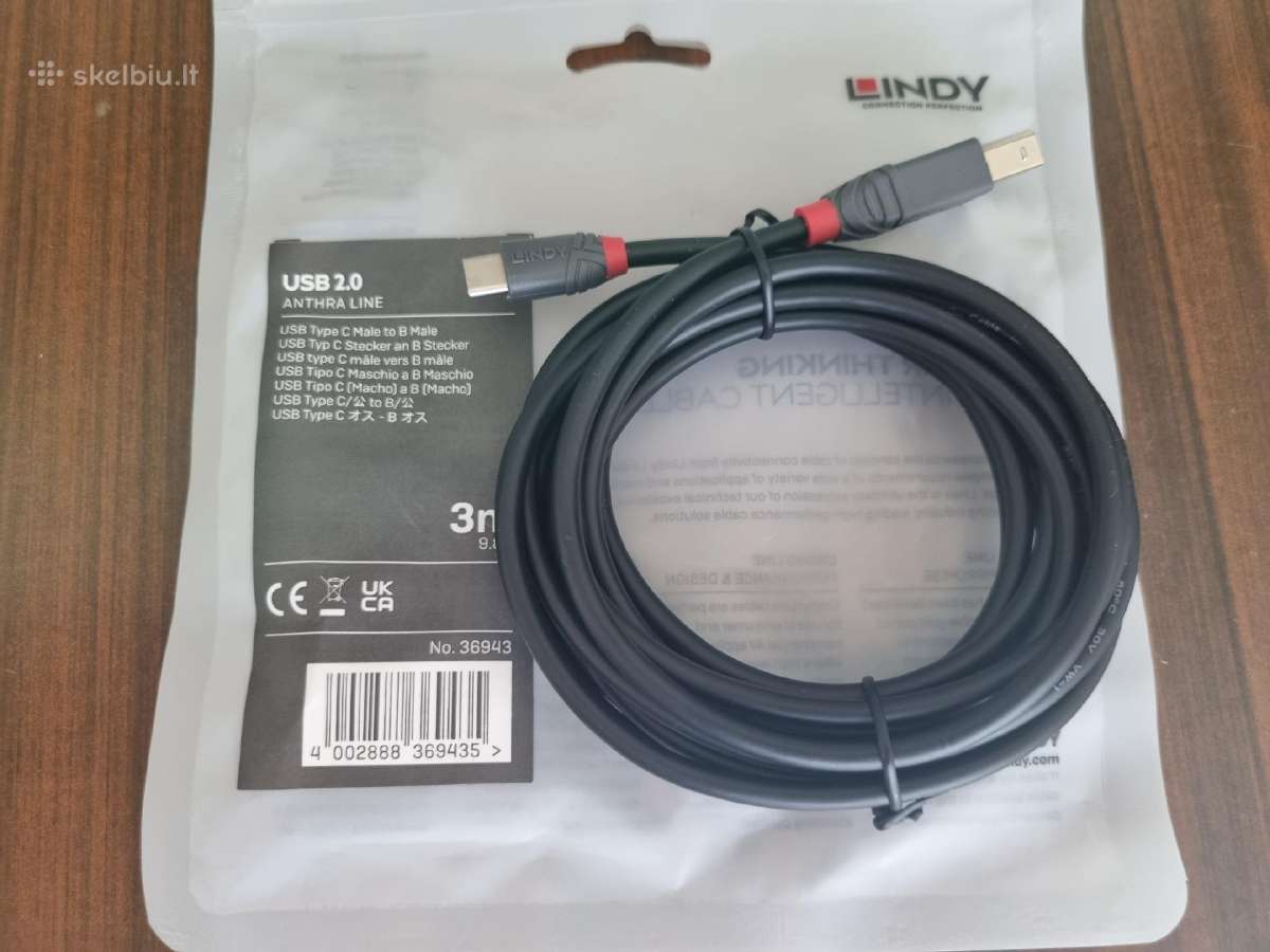 Usb-c į Usb-b kabelis (spausdintuvui) Lindy
